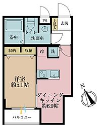 ライオンズマンション三鷹関前 1DKの間取図画像