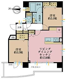 朝日サテライト原宿 2LDKの間取図画像