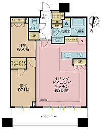 パークタワー勝どきサウス 2LDKの間取図画像