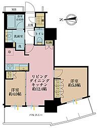 ルミナリータワー池袋 2LDKの間取図画像