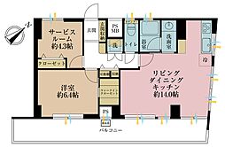 中野住研コーポ 1SLDKの間取図画像