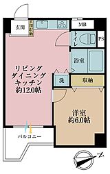 セザール山下公園 1LDKの間取図画像