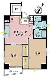 ハピーハイツ入谷 2LDKの間取図画像