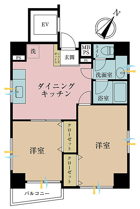 2LDK 間取り