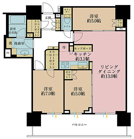 3LDK 間取り