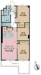 武蔵野コーポラス 3LDKの間取図画像