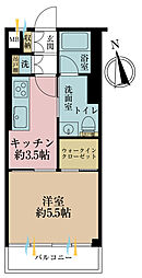 コーポ小石川 1Kの間取図画像