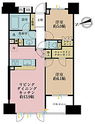 パークホームズセントラルシティ中央区湊 2LDKの間取図画像