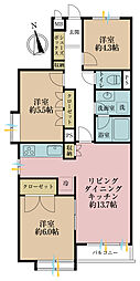 コートハウス三鷹 3LDKの間取図画像