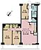 間取り：3LDK、専有面積76.72m2、バルコニー面積12.35m2