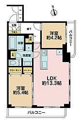 中銀東上野マンシオン 2LDKの間取図画像