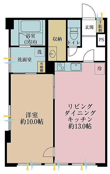 1LDK、専有面積63.36m2