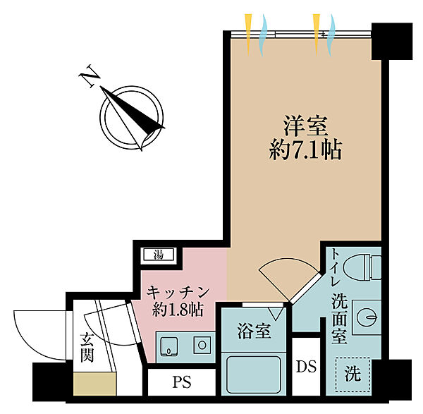 1K、専有面積24.57m2