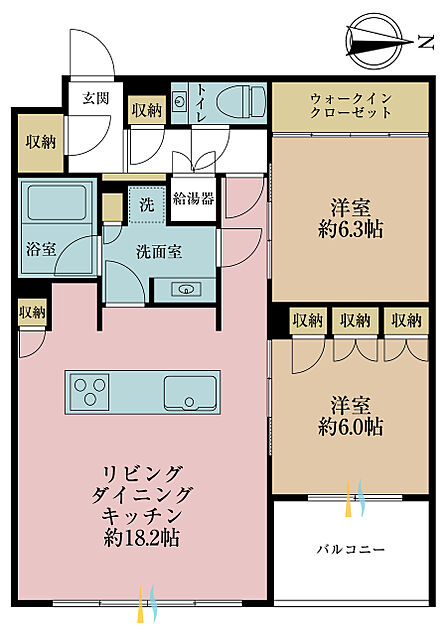 2LDK、専有面積73.15m2