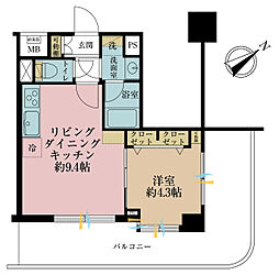 エクセルシオール港区海岸 1LDKの間取図画像