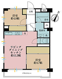 野毛ヒミコマンション 2LDKの間取図画像