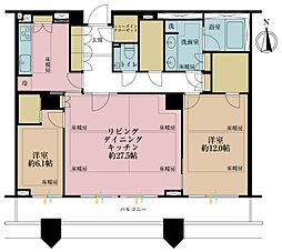 東京パークタワー 2LDKの間取図画像