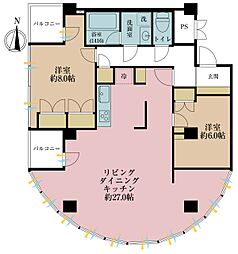 ベイステージ元町 2LDKの間取図画像