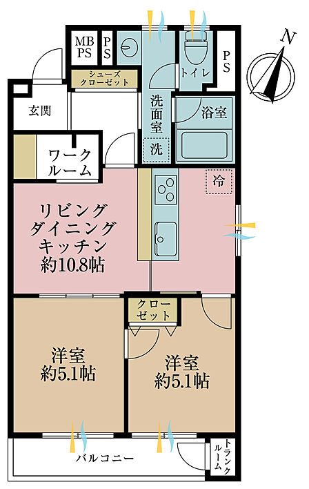2LDK 間取り