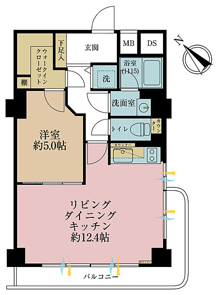 1LDK、価格5790万円、3m2、バルコニー面積7.86m2