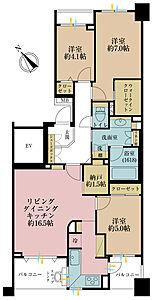 間取り：3LDK、専有面積82.71m2、バルコニー面積9.84m2