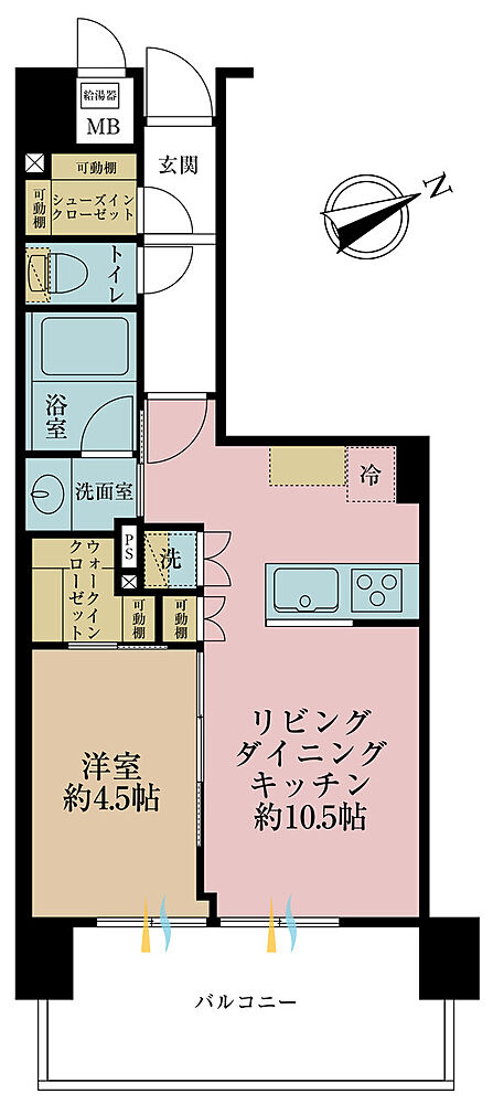 1LDK、専有面積40.01m2、バルコニー面積8m2