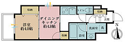 日神デュオステージ蔵前NEXT 1DKの間取図画像