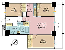 ビーコンタワーレジデンス 3LDKの間取り