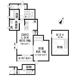 ルナーレ 2階1LDKの間取り