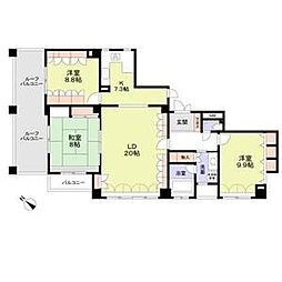 プレステージ田園調布 4階3LDKの間取り