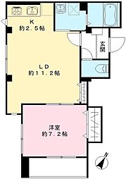 ヴェルデ ビュー 二子玉川 2階1LDKの間取り