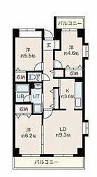目黒本町マンション 2階3LDKの間取り