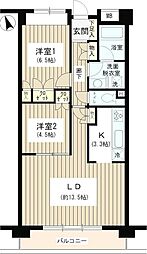 ラヴィーン等々力 3階2LDKの間取り