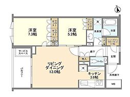 ザ・パークハウス広尾羽澤 2LDKの間取図画像