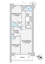 アビティグランデ砧 2LDKの間取図画像