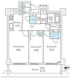 グレンパーク駒場WEST 2LDKの間取図画像