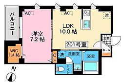 Vieuno逗子 1LDKの間取図画像