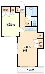 アミューズ磯子壱番館 1階1LDKの間取り