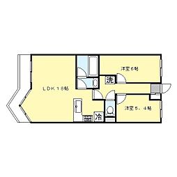 エンゼルパレス 3階2LDKの間取り