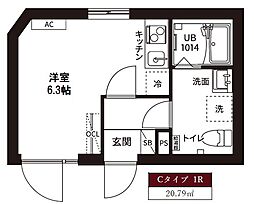 レピュア磯子駅前レジデンス ワンルームの間取図画像