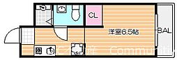 モア6 ワンルームの間取図画像