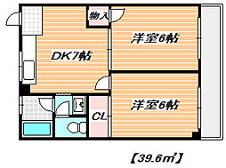 東京メトロ東西線 南行徳駅 徒歩5分の賃貸マンション 2階2DKの間取り