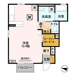 ヴェルデ・ナチュールC ワンルームの間取図画像