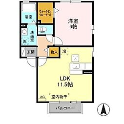 ソレイユB 1LDKの間取図画像