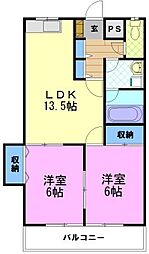 クォーレナカハラ 2LDKの間取図画像