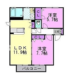 ハウス・ミーティアA 2LDKの間取図画像