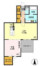 パルティール 1LDKの間取図画像