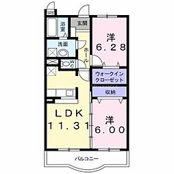 パークサイド森の邸北 2LDKの間取図画像