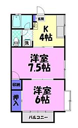 福栄ハイツ 2Kの間取図画像