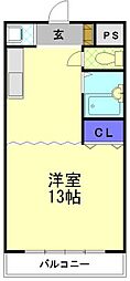ファミリオNAKAHARA2 ワンルームの間取図画像